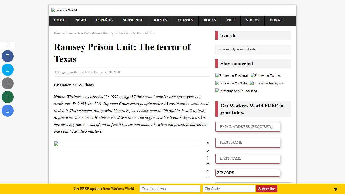 Ramsey Prison Unit: The terror of Texas – Workers World